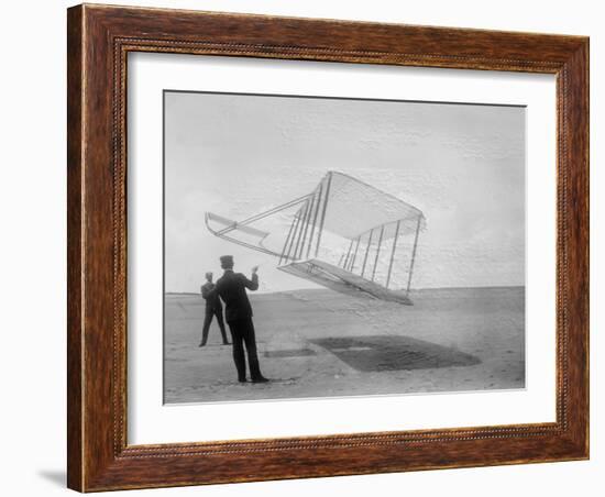 Wilbur and Orville Wright Flying Glider Photograph-Lantern Press-Framed Art Print