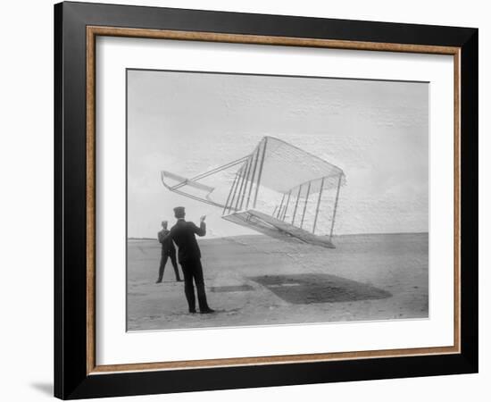 Wilbur and Orville Wright Flying Glider Photograph-Lantern Press-Framed Art Print