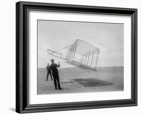 Wilbur and Orville Wright Flying Glider Photograph-Lantern Press-Framed Art Print