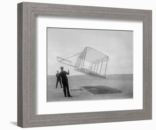 Wilbur and Orville Wright Flying Glider Photograph-Lantern Press-Framed Art Print