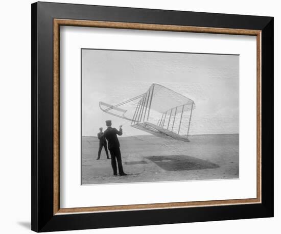 Wilbur and Orville Wright Flying Glider Photograph-Lantern Press-Framed Art Print