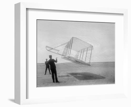 Wilbur and Orville Wright Flying Glider Photograph-Lantern Press-Framed Art Print