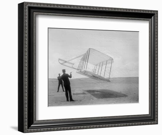 Wilbur and Orville Wright Flying Glider Photograph-Lantern Press-Framed Art Print