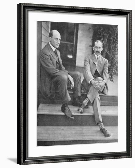 Wilbur and Orville Wright on the Steps of Their Home-null-Framed Photographic Print