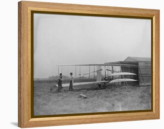 Wilbur & Orville Wright in 2nd powered machine Photograph - Dayton, OH-Lantern Press-Framed Stretched Canvas