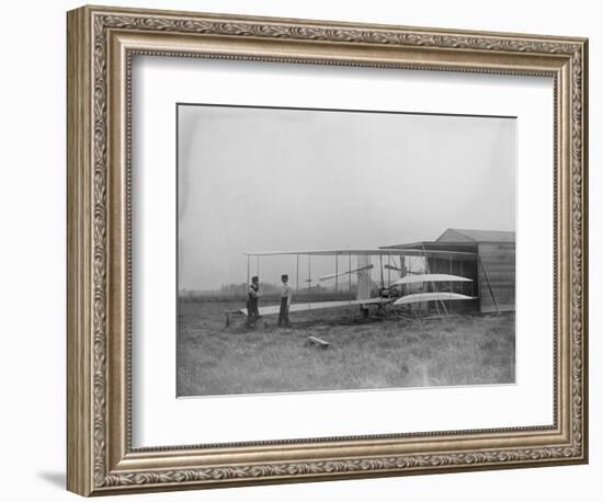 Wilbur & Orville Wright in 2nd powered machine Photograph - Dayton, OH-Lantern Press-Framed Art Print