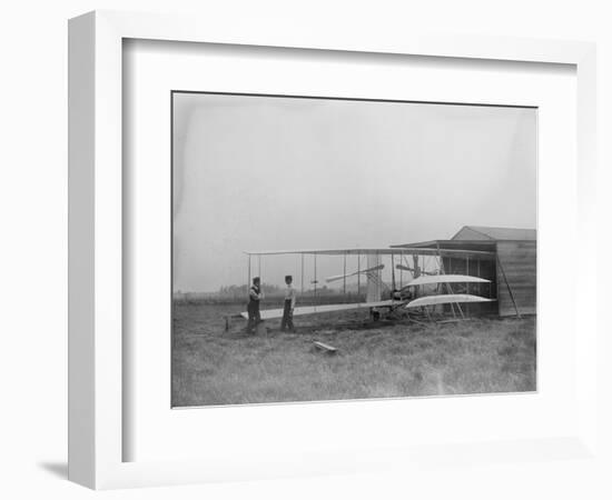 Wilbur & Orville Wright in 2nd powered machine Photograph - Dayton, OH-Lantern Press-Framed Art Print