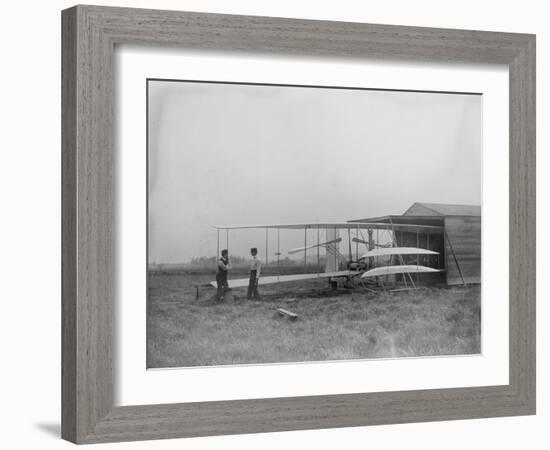 Wilbur & Orville Wright in 2nd powered machine Photograph - Dayton, OH-Lantern Press-Framed Art Print