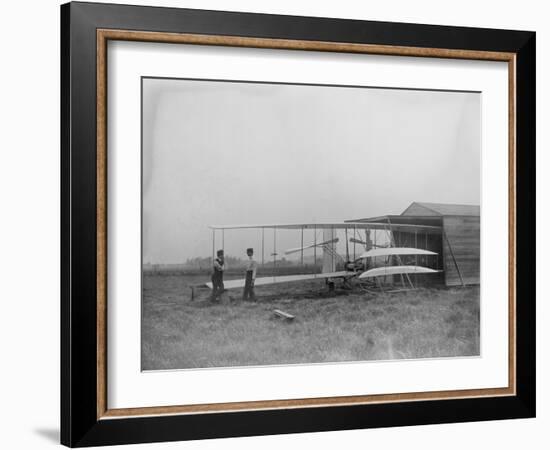 Wilbur & Orville Wright in 2nd powered machine Photograph - Dayton, OH-Lantern Press-Framed Art Print