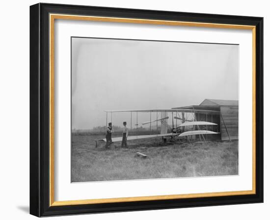 Wilbur & Orville Wright in 2nd powered machine Photograph - Dayton, OH-Lantern Press-Framed Art Print