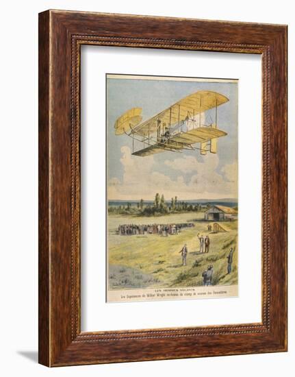 Wilbur Wright Demonstrates His Flying Machine Over the Racecourse-Paul Dufresne-Framed Photographic Print