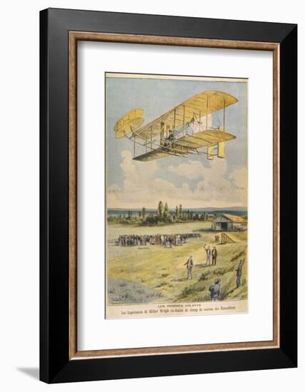 Wilbur Wright Demonstrates His Flying Machine Over the Racecourse-Paul Dufresne-Framed Photographic Print