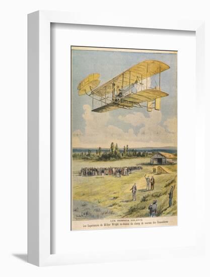 Wilbur Wright Demonstrates His Flying Machine Over the Racecourse-Paul Dufresne-Framed Photographic Print