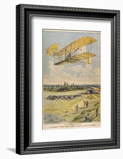 Wilbur Wright Demonstrates His Flying Machine Over the Racecourse-Paul Dufresne-Framed Photographic Print