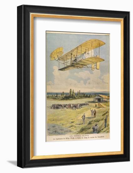 Wilbur Wright Demonstrates His Flying Machine Over the Racecourse-Paul Dufresne-Framed Photographic Print