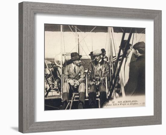 Wilbur Wright Shows His Plane to Alfonso XIII of Spain at the Ecole d'Aviation Pau France-null-Framed Photographic Print