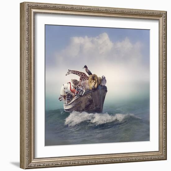 Wild Animals and Birds in an Old Boat-Svetlana Foote-Framed Photographic Print