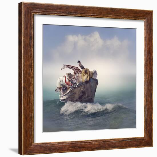 Wild Animals and Birds in an Old Boat-Svetlana Foote-Framed Photographic Print
