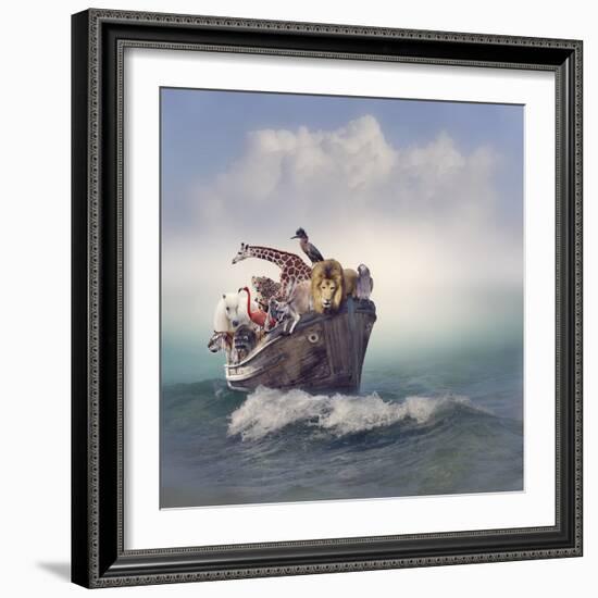 Wild Animals and Birds in an Old Boat-Svetlana Foote-Framed Photographic Print