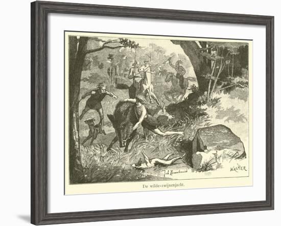 Wild Boar Hunt-null-Framed Giclee Print