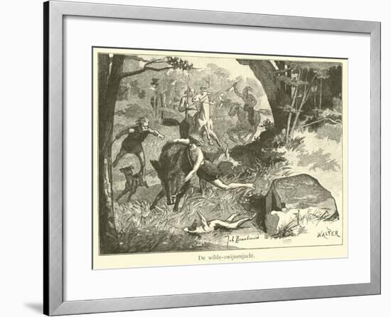 Wild Boar Hunt-null-Framed Giclee Print