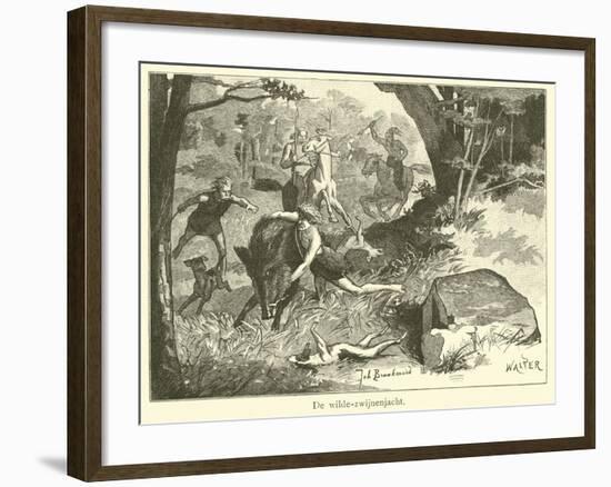 Wild Boar Hunt-null-Framed Giclee Print