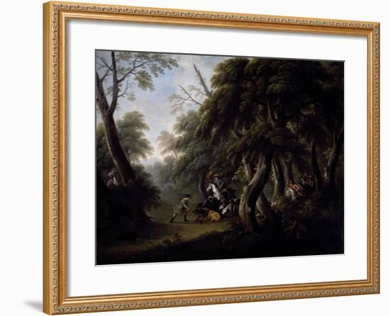 Wild Boar Hunting, End of 18th Century, Painting by Unknown Neapolitan Artist-null-Framed Giclee Print