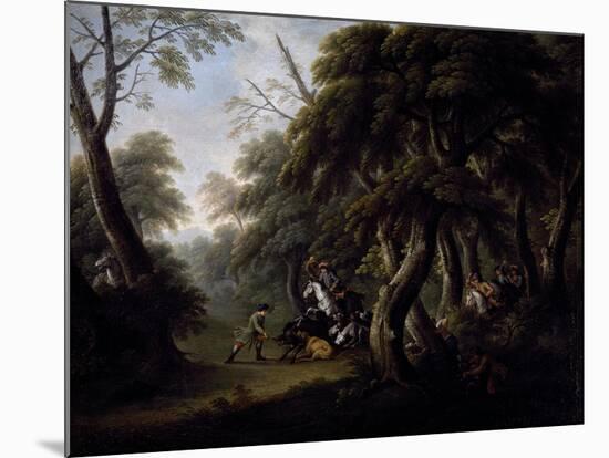 Wild Boar Hunting, End of 18th Century, Painting by Unknown Neapolitan Artist-null-Mounted Giclee Print