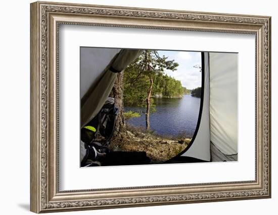 Wild camping, Stora Le Lake, Dalsland, Götaland, Sweden-Andrea Lang-Framed Photographic Print