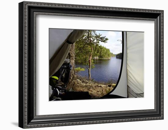 Wild camping, Stora Le Lake, Dalsland, Götaland, Sweden-Andrea Lang-Framed Photographic Print