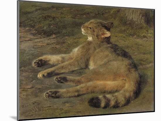 Wild Cat, 1850, by Rosa Bonheur, French painting,-Rosa Bonheur-Mounted Art Print