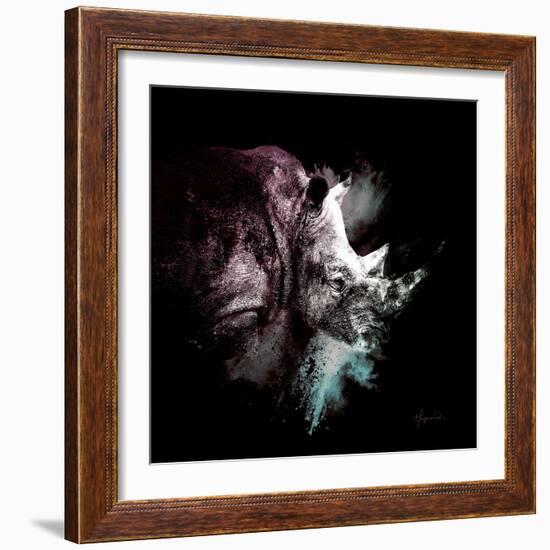 Wild Explosion Square Collection - The Rhino-Philippe Hugonnard-Framed Art Print