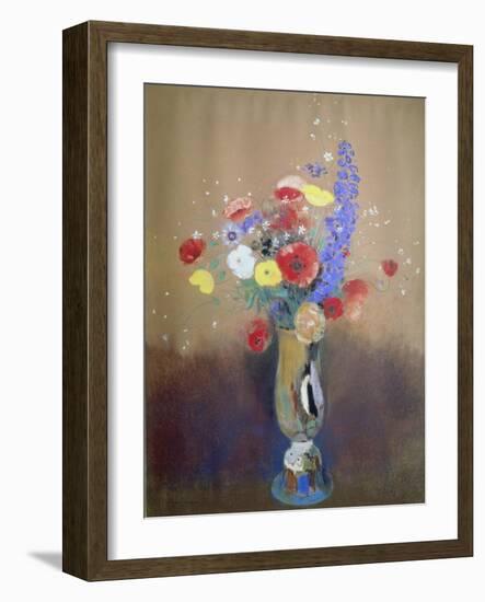 Wild Flowers in a Long-Necked Vase-Odilon Redon-Framed Giclee Print