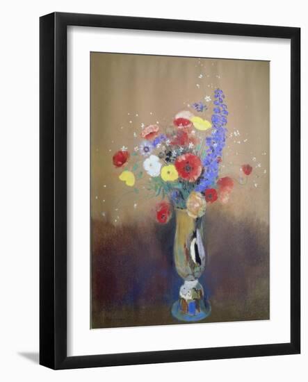 Wild Flowers in a Long-Necked Vase-Odilon Redon-Framed Giclee Print