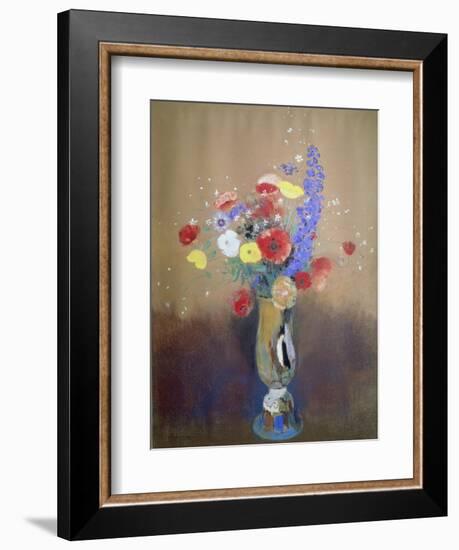 Wild Flowers in a Long-Necked Vase-Odilon Redon-Framed Giclee Print