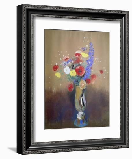 Wild Flowers in a Long-Necked Vase-Odilon Redon-Framed Giclee Print