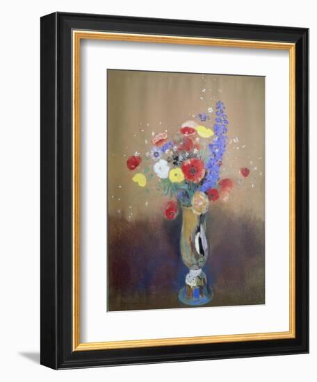 Wild Flowers in a Long-Necked Vase-Odilon Redon-Framed Giclee Print