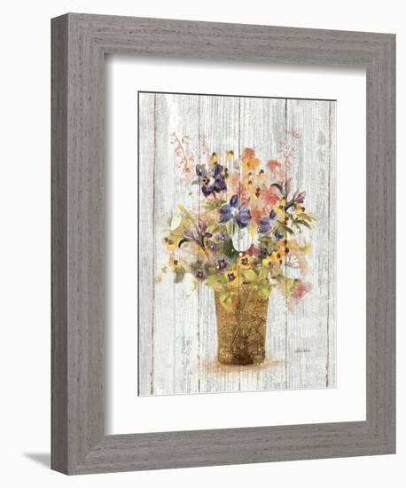 Wild Flowers in Vase II on Barn Board-Cheri Blum-Framed Art Print