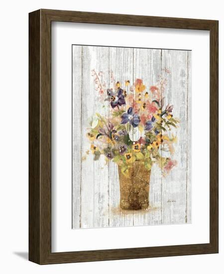 Wild Flowers in Vase II on Barn Board-Cheri Blum-Framed Art Print