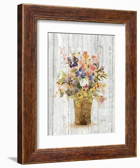 Wild Flowers in Vase II on Barn Board-Cheri Blum-Framed Art Print