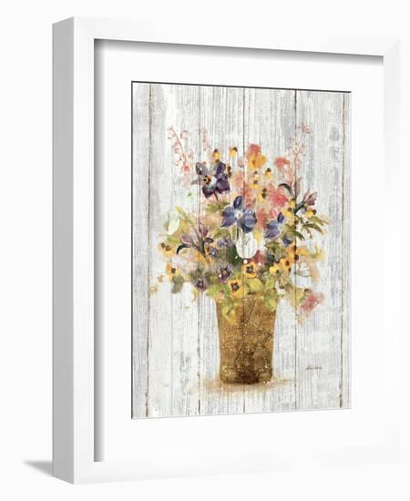 Wild Flowers in Vase II on Barn Board-Cheri Blum-Framed Art Print