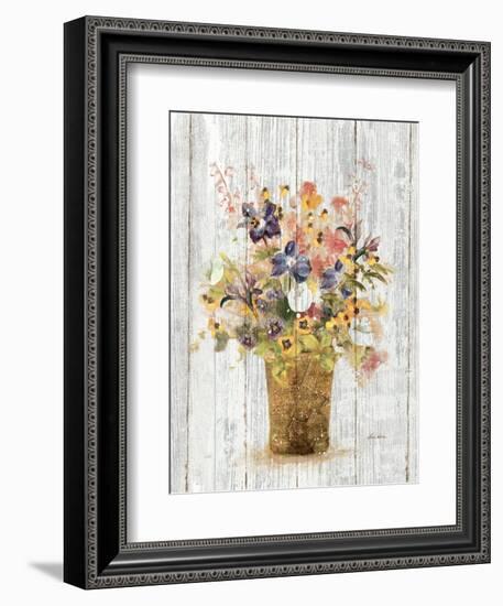 Wild Flowers in Vase II on Barn Board-Cheri Blum-Framed Art Print