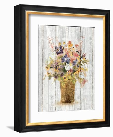 Wild Flowers in Vase II on Barn Board-Cheri Blum-Framed Art Print