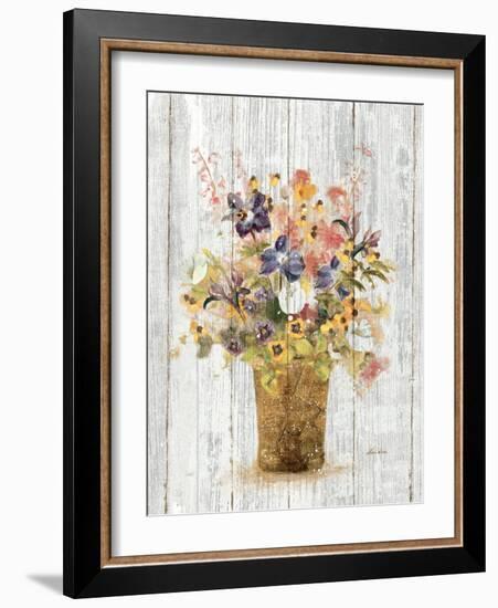 Wild Flowers in Vase II on Barn Board-Cheri Blum-Framed Art Print