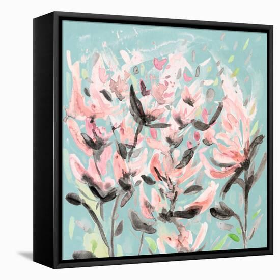 Wild Flowers on Teal-Ann Marie Coolick-Framed Stretched Canvas