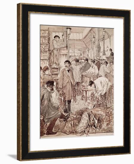 Wild Game Auction at Les Halles, Paris, France, 19th Century-null-Framed Giclee Print