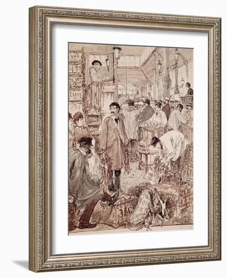 Wild Game Auction at Les Halles, Paris, France, 19th Century-null-Framed Giclee Print