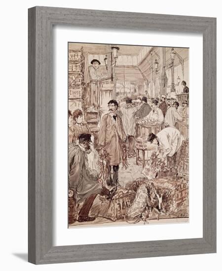 Wild Game Auction at Les Halles, Paris, France, 19th Century-null-Framed Giclee Print