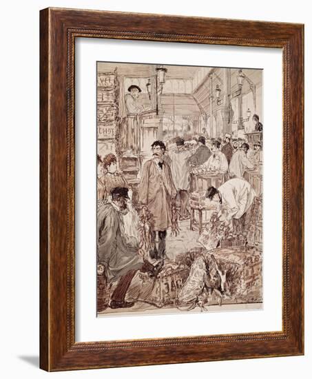 Wild Game Auction at Les Halles, Paris, France, 19th Century-null-Framed Giclee Print