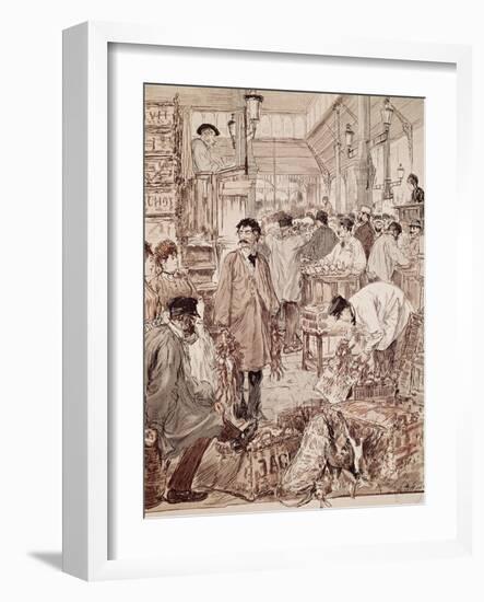Wild Game Auction at Les Halles, Paris, France, 19th Century-null-Framed Giclee Print